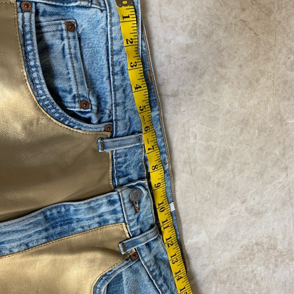 Repurposed Levi’s jeans with leather patchwork. Levi’s 505 regular fit - Picture 11 of 11